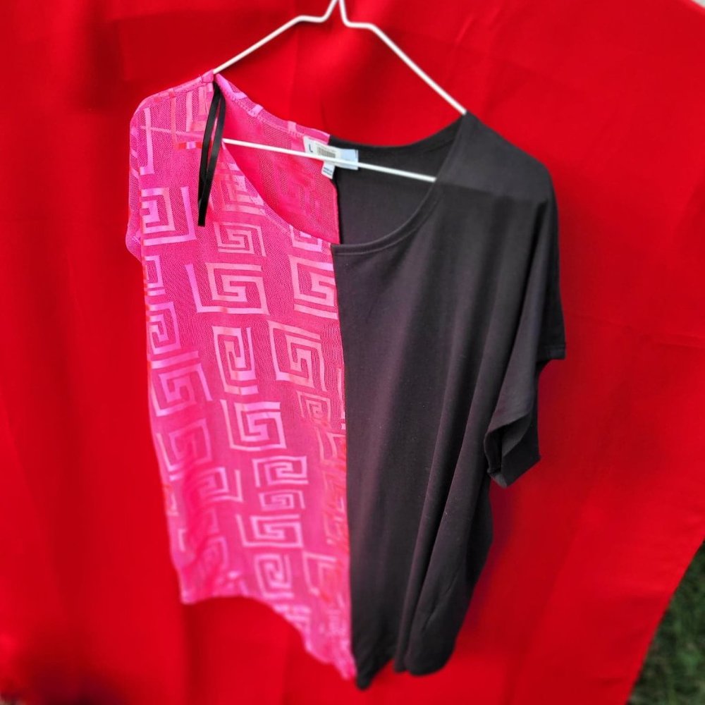 hot pink and black top